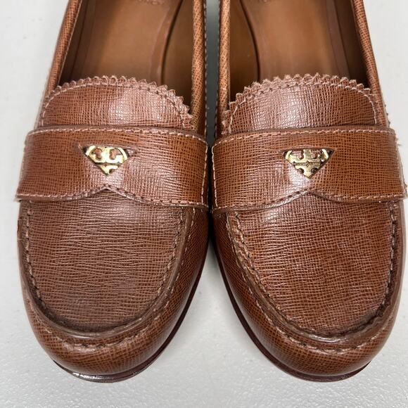 Tory Burch Brown Leather Penny Classic Loafers Size 7.5 - Picture 3 of 9